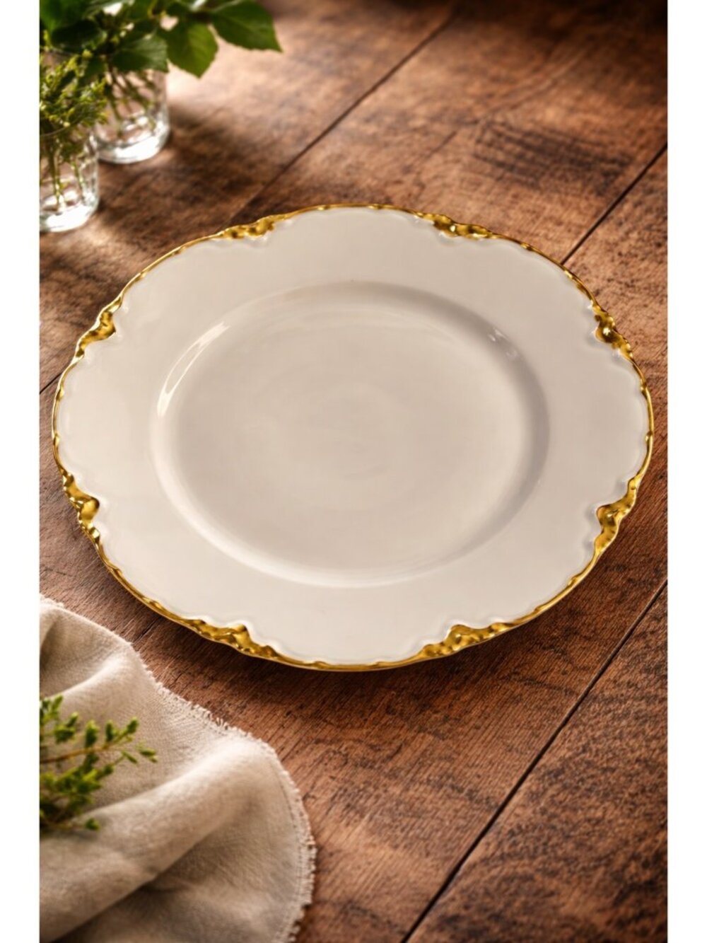 VTG Racine Bavaria Germany 6” White Porcelain Plate With Gold Trim Multiple